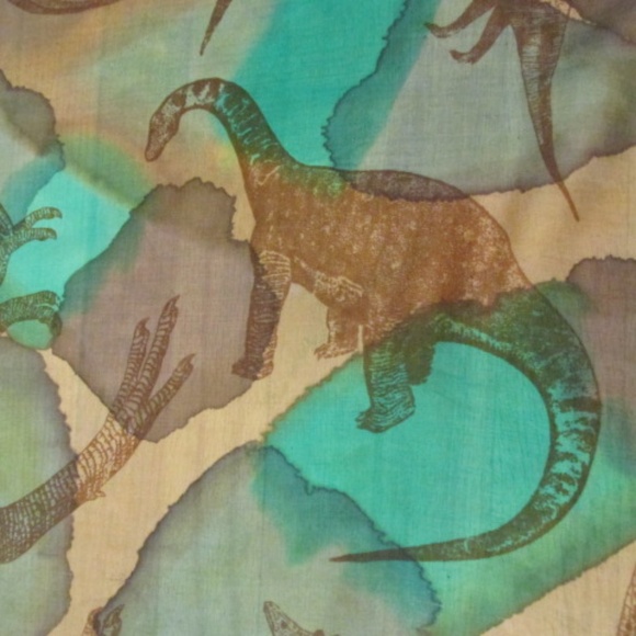 Sheer Silk Scarf with Dinosaurs - Picture 4 of 7